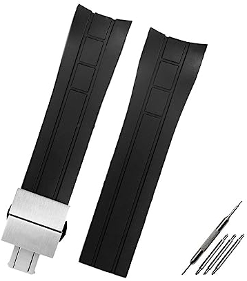 REFKIT Arc Mouth Armband 22mm 23mm for Mido Gummi-Uhrenarmband for M005 for M005.430 for M005.614 for Citizen for Blue Angel Schwarz Orange Blau Armband (Color : Black-silver B, Size : 23mm)