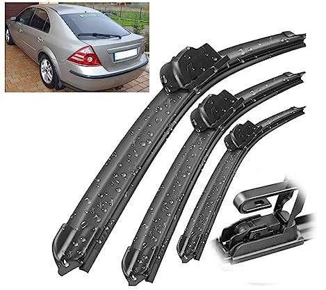 3-teiliges Scheibenwischer-Set for vorne und hinten, kompatibel mit Ford Mondeo MkIII 3 Schrägheck 2001–2007, Windschutzscheibe, 22 Zoll + 20 Zoll + 19 Zoll