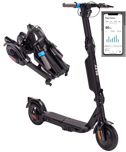 Riley Scooters RS3 Folding Electric Scooter | 350W, 15km/h Top Speed, 25km Range | Detachable Rechargeable Battery Pack | IPX4 Lightweight eScooter with App