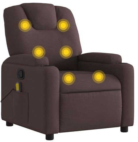 vidaXL Massagesessel, Sessel Verstellbare Rückenlehne, Fernsehsessel Relaxsessel mit Vibrationsfunktion, Liegesessel Polstersessel Ruhesessel, Dunkelbraun Stoff