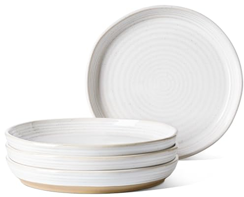 LE TAUCI Dinner Plates 10 Inch, Ceramic Flat Dish Set for Kitchen, Serve for Pasta,Steak, Pancake, Microwave, Oven & Dishwasher Safe, Housewarming Wedding Gift - Set of 4, Arctic White