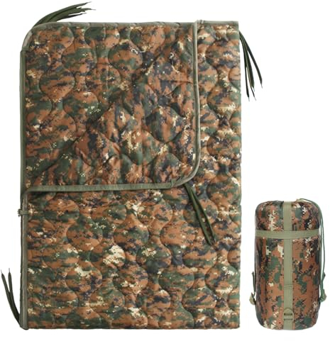 Ghileo Camo Poncho Liner Armee Decke Militär Schlafsack mit Einer Kompressionstragetasche für Reisen Wandern Camping Outdoor Survival Autodecke