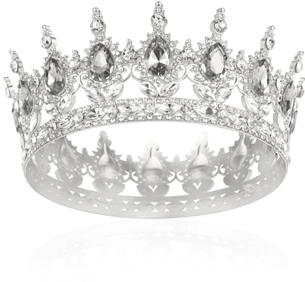 Barocke Tiaras Brautkrone Kristall Königin Krone Voll Runde Mädchen Tiara Sparkly Klar Strass Prinzessin Karneval Kopfschmuck Schmuck Halloween Kostüm Hochzeit Prom Geburtstag Pageant Party Stirnband