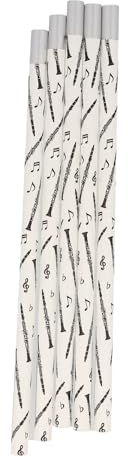 Musikboutique, weiße Bleistifte mit magnetischem Kopf, verschiedene Instrumente, 5er-Packung (Klarinette)