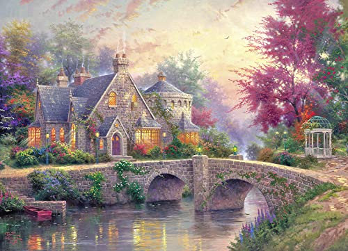 1000 piece jigsaw puzzles for adults Country House Puzzles-Spring Landscape Puzzle Picturesque Bridge 1000 Piece Jigsaw Puzzle DIY Challenging Game Toys Gift