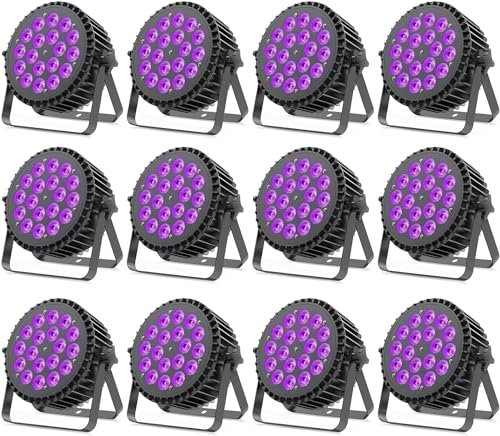 12pcs 6-in-1 LED Strahler 200W LED Par Scheinwerfer 18 Bühnenlicht LED Par Licht RGBWA+UV+ DMX512 Discolicht Partylicht 7/10CH 4 Kontrollmodi Modus Beleuchtung DJ Lichteffekt für Bar/Party/Hochzeit