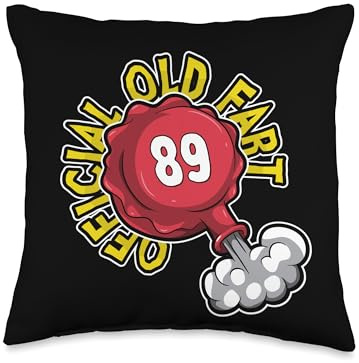 89th Birthday Official Old Fart Funny Red Whopee Cushion Throw Pillow