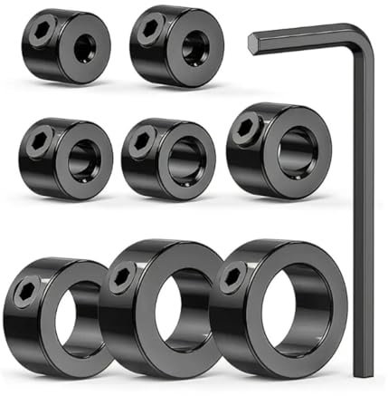 8Pcs Drill Bit Depth Stop Collar Set, Drill Depth Stop Collar Woodworking Drill Bit Collars Ring Positioner Locator Depth Stop Collar Depth Limiter with Hex Wrench, 3/4/5/6/8/10/12/16mm