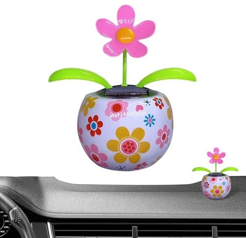 Giwuence Wackelfigur Blume | Solar Tanzende Blume | Solarblume Wackelfigur | Auto Armaturenbrett Ornament Wackelfiguren | Solar Solarbetriebene Wackelblume Für Auto Haus Oder Büro