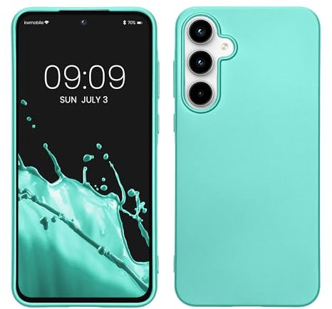 kwmobile Case kompatibel mit Samsung Galaxy A55 5G Hülle - Schutzhülle aus Silikon metallisch schimmernd - Handyhülle Metallic Türkis