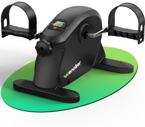Wenoker Mini Bike Heimtrainer, Arm-und Beintrainer pedaltrainer für senioren, Robuste Kurbel Fitnessbike für zuhause, Statische Stabilität Einstellbar Widerstand Trainingsgerät(Black)