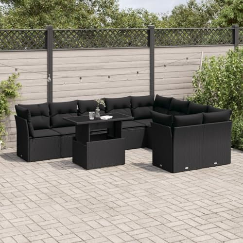 Amorsee Gartenlounge Groß XXL Ecklounge Verstellbare Tischplatte Gartensofa Lounge Möbel Outdoor Rattan Loungemöbel Set Terrassenmöbel Garten Sofa Terrasse Gartenmöbel Set Sitzgarnitur