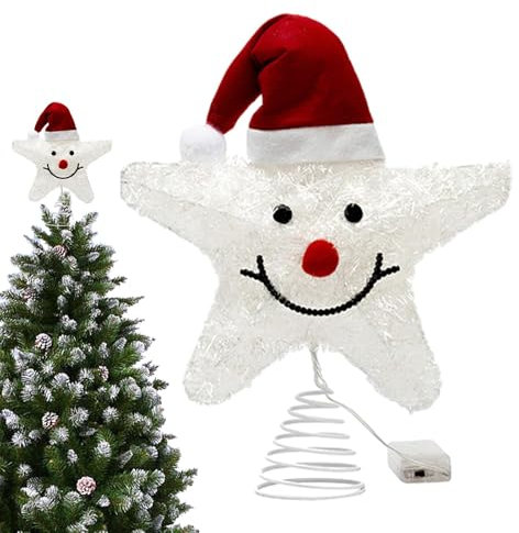 XIAOXIAOYU Estrella de árbol de Navidad con luces | Estrella dorada de 10 pulgadas para árbol de Navidad - Decoración de árbol de Navidad con 20 luces LED, decoración de Año Nuevo para decoración