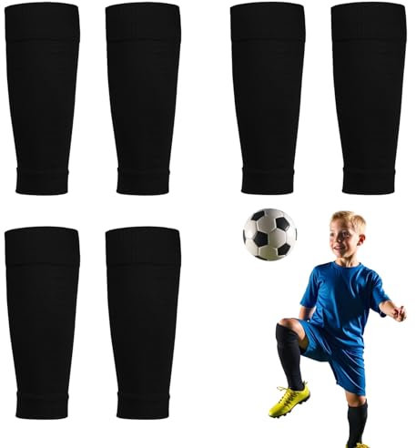 3pairs Football Sock Sleeves,Football Sock Sleeves Kids,Footless Football Socks,Black Shin Guards,for Football Training,Running Training