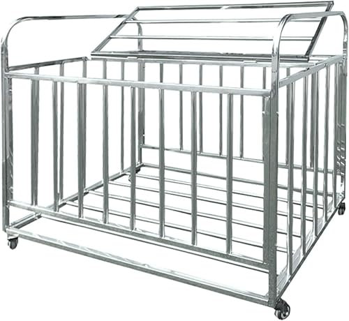 FLTRGO Lockable Wheels Rolling Sports Ball Storage Cart, with Cover & Handle, Large Capacity Steel Football Cage Box, Basketball Equipment Cart~/