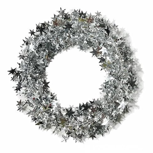 GreatRise 10 Stück 7.5 Meter Stern Girlande Folien Sterne Lametta Glitzer Draht Weihnachten Sterngirlande Hängende Deko für Hochzeit Geburtstag Festliche Party Verzierung Geschenk Deko Silber