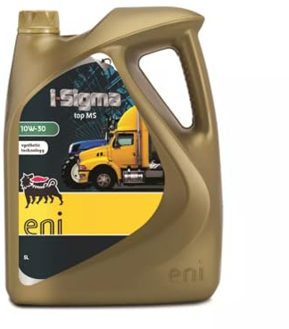 ENI I-SIGMA Top MS 10W30, Aceite Sintético para Motores de Camiones y Maquinaria Pesada, 5 Litros