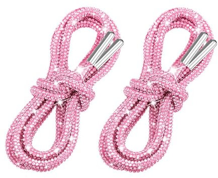 TELAIN Lacets Diamant Brillant Paire, 47 Pouces Long, avec Strass Étincelants, Décoration Adaptée pour Chaussures Et Vêtements, Couleur Rose