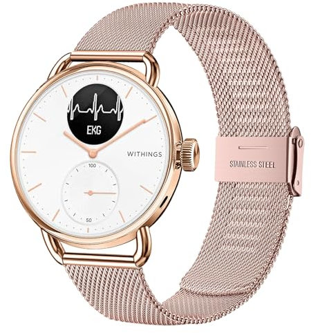 SUGARJAR 18MM Métal Bracelet Compatible avec Withings ScanWatch 38mm/ScanWatch 2 38mm/ScanWatch Light/Steel HR 36mm/Withings Move/Move ECG/Steel