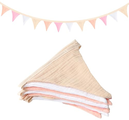 12 Stück Wimpelkette Kinderzimmer,Doppelseitig Wimpelkette Stoff Kinderzimmer Deko,Boho Wimpelkettes Rosa,Mehrfarbig Dreieck Flaggen für Babyparty Girlande Hochzeit Kinderbett Schlafzimmerdekoration