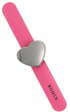 BOHIN France Magnetische Pin Armband - Silikon Flip Armband für Projekte Nähen, Edelstahl, Rosa, 24 x 3cm - 1 Stück