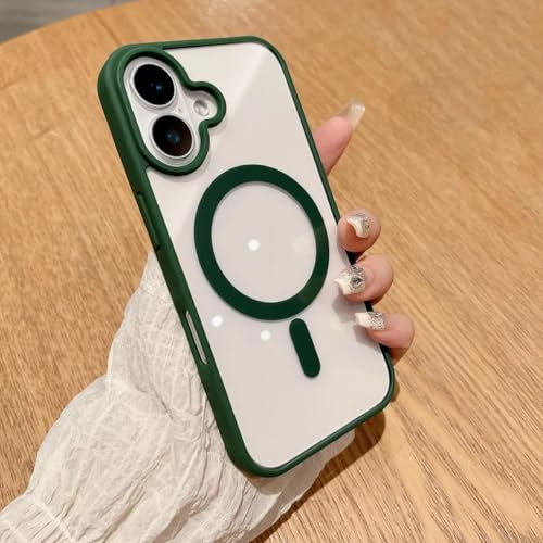 YLTPHD for Iphone 16 15 14 13 Clear Case Ultra Thin 0.3mm Hard Back & Screen Protector Compatible Design(For iPhone 11 Pro Max/Dark Green)