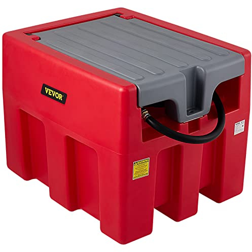 VEVOR Réservoir Diesel Portable 220 L Cuve de Ravitaillement 40 L/min avec Pompe de Transfert Électrique 12 V Tuyau en Caoutchouc 4 m Réservoir de Transfert Diesel pour Transport de Carburant, Rouge