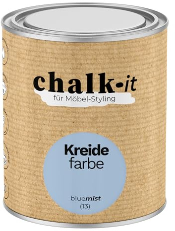 chalk-it Kreidefarbe 750ml (13) Blue Mist Möbel Farbe Shabby Chic Holzlack | Natur Vintage Look Möbellack Erfüllt EN71-3 Sicher Kindermöbel Spielzeuge