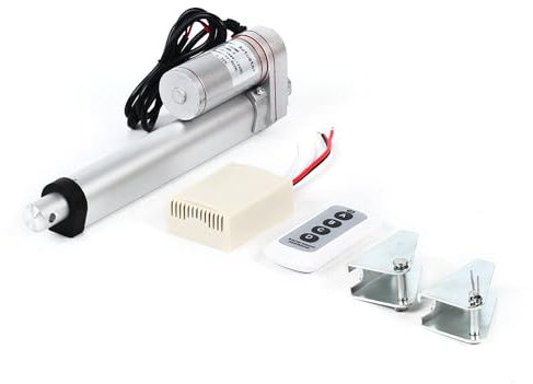 Attuatore lineare da 12 V, cilindro elettrico da 300 mm, con telecomando e protezione IP54, silenzioso, cilindro elettrico per automazione e uso medico (1, argento, 150 mm)
