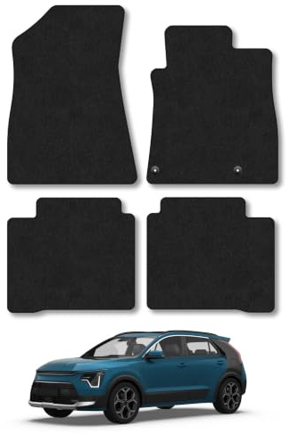 Fits Kia Niro (2022+) Carpet Car Mats | Black Edge Trim Tailored Fit Floor Mats Full Coverage Protection Accessories Easy Clean Anti Slip Made in the UK