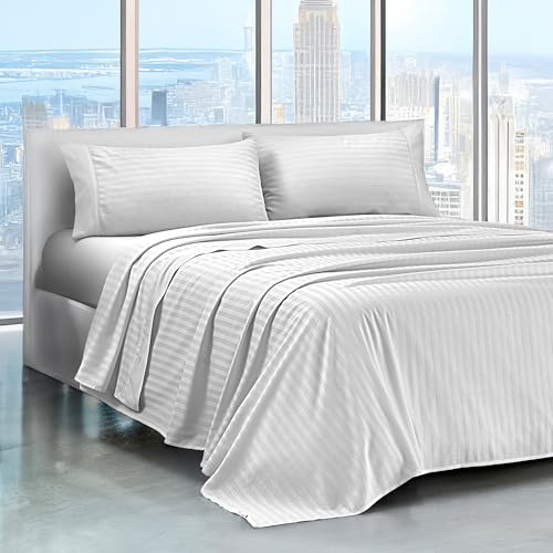IlGruppone Completo Letto Lenzuola Matrimoniale in Raso Cotone Set Biancheria Letto Tinta Unita Prodotto Certificato OekoTex Due Piazze,Tinta Unita Lenzuolo sopra, sotto e Federe - Bianco