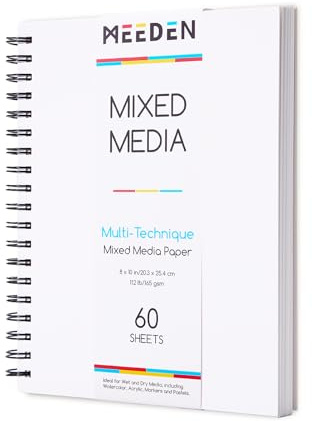 MEEDEN Mixed Media Paper Pad: 8x10, 112lb/165gsm, 60 Sheets, Spiral Bound | Mixed Media Sketchbook with DIY Cover, Art Drawing Paper Sketch Pad for Artist Adults Painting Writing Sketching