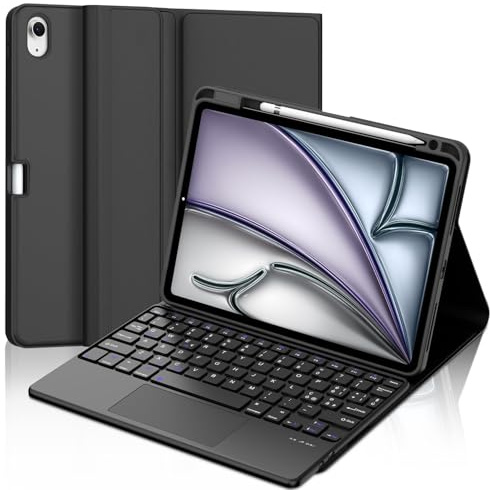 IVEOPPE Tastiera per iPad Air 11 M4 2026/M3 2025/M2 2024 con Touchpad, Cover Tastiera Trackpad Italiano QWERTY Bluetooth Staccabile per iPad Air 11 Pollici 2024/2025/2026, Nero