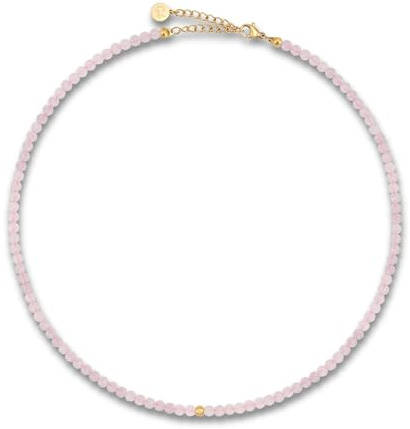 GD GOOD.designs Collana di perle da donna in pietre naturali autentiche sfaccettate da 4 mm | Collana con pietre preziose regolabile con placcatura in oro 18K (40–45 cm) | Collana boho impermeabile