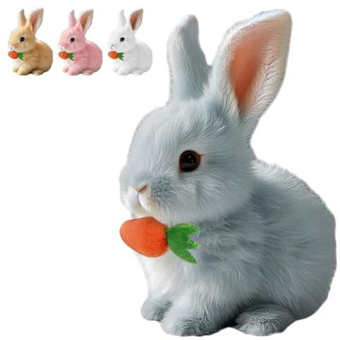 famiyou My Realistic Bunny Toy, 2026 Neu Hüpfendes Kaninchen, Interaktives Plüsch Hase Spielzeug mit Geräuschen, Bewegungen, Wackeln, Hasen Kuscheltiere, Osterhase Plüschtier (Grau)