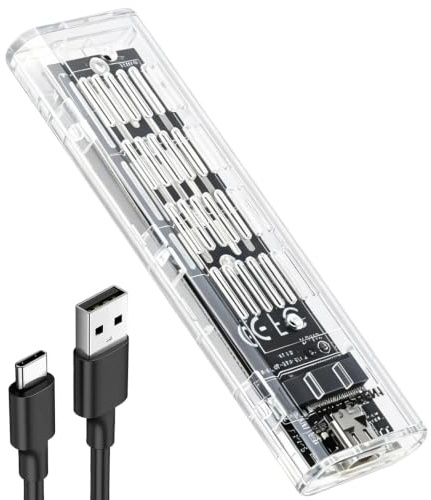 M.2 SATA NGFF SSD Enclosure USB C, Tool-Free M.2 Enclosure USB C with USB Cable for NGFF B&M Key 2230 2242 2260 2280 5Gbps USB 3.1 Gen1 Clear SSD Reader for Hard Disk Enclosure,NOT for NVMe PCIe SSD