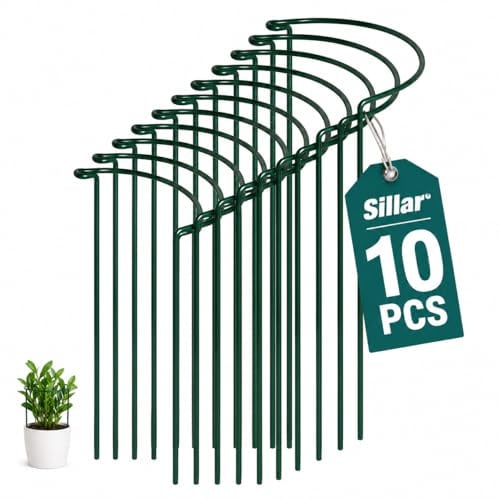 Sillar 10 Stück Pflanzenstütze Halbrund 25 x 40 cm, Universeller Staudenhalter aus Eisen, Rankhilfe für Pfingstrosen, Hortensien, Rosen, Blumen, Gemüse, Kletterpflanzen, Windschutz