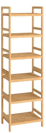 SONGMICS Bambus Regal, Küchenregal, Badregal, Bücherregal, Standregal mit 6 Ablagen, 43 x 30 x 173 cm, für Bad, Küche, Wohnzimmer, Schlafzimmer, Balkon, naturfarben BCB076YL01