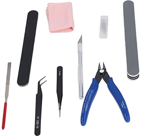 Eminchu Kit D'outils de Modélisation pour 3D, Bricolage avec Pinces, Pincettes, Lime et Couteau à Découper en Acier allié
