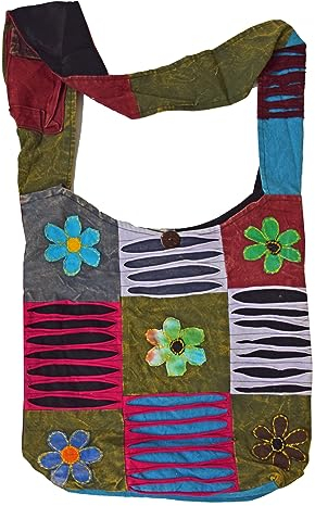 Patchwork Tasche Umhängetasche Handtasche Beuteltasche Tragetasche Schultertasche Shopper bestickt Farbe Peace-Love