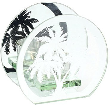 Leonardo Palm Tree Silver Mirror Glass Tea Light Holder