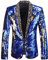 PYJTRL Herren-Blazer mit 2 Farben und glänzenden Pailletten (3XL, Königsblau + Gold)