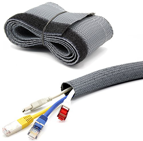 Gaine de câble de 10 m Ø 15-17 mm avec tuyau en tissu Gris