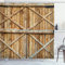 ABAKUHAUS Rustikal Duschvorhang, Holz-Holz-Tür Plank, Stoffliches Gewebe Badezimmerdekorationsset mit Haken, 175 x 240 cm, Braun