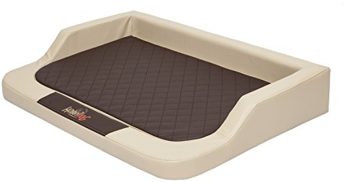 Hobbydog XXL MELBEB4 Hundebett Medico Lux (Kunstleder) Mit Ortopädische Viscomatte, XXL, Beige - Braun