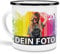 Tasse selbst individuell gestalten/Personalisierbar mit eigenem Foto Bedrucken/Fototasse/Motivtasse/Werbetasse/Firmentasse mit Logo/Emaille - groß - Rand Schwarz