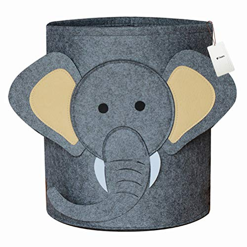 Fieans Felt Basket Toy Storage Organiser Collapsible Baby Hamper Decorative Gift Box for Nursery & Kid's Room - Elephant