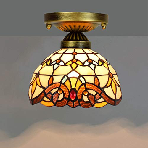 HDCW Barroco Colgante del Accesorio Ligero, de 8 Pulgadas del Estilo de Tiffany lámpara de Techo del Vidrio Manchado luz Colgante Comedor Arte de la Barra de la lámpara de Interior