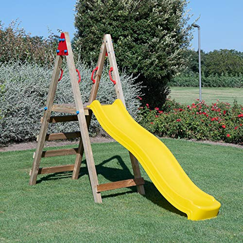 SavinOutdoor Scivolo in Legno con pedana per Bambini da Giardino con STAFFE di Fissaggio Incluse
