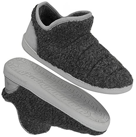 Dunlop Pantofole Uomo, Ciabatte Da Casa Ed Esterno Memory Foam, Calde, Comode E Antiscivolo (Grigio Scuro, numeric_42)